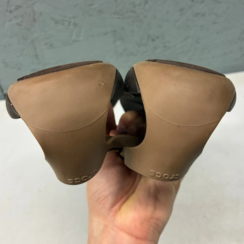 Crocs Sexi Flip Sandals Women's 9 Brown Ankle Strap Casual Beach Comfort - Picture 11 of 12